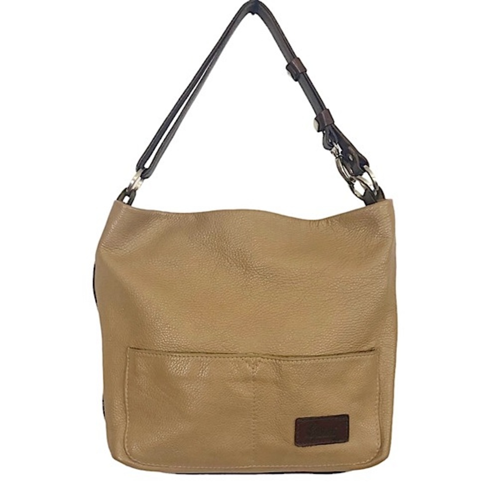 CRISTINA Tan Brown Italian Leather Hobo Bag